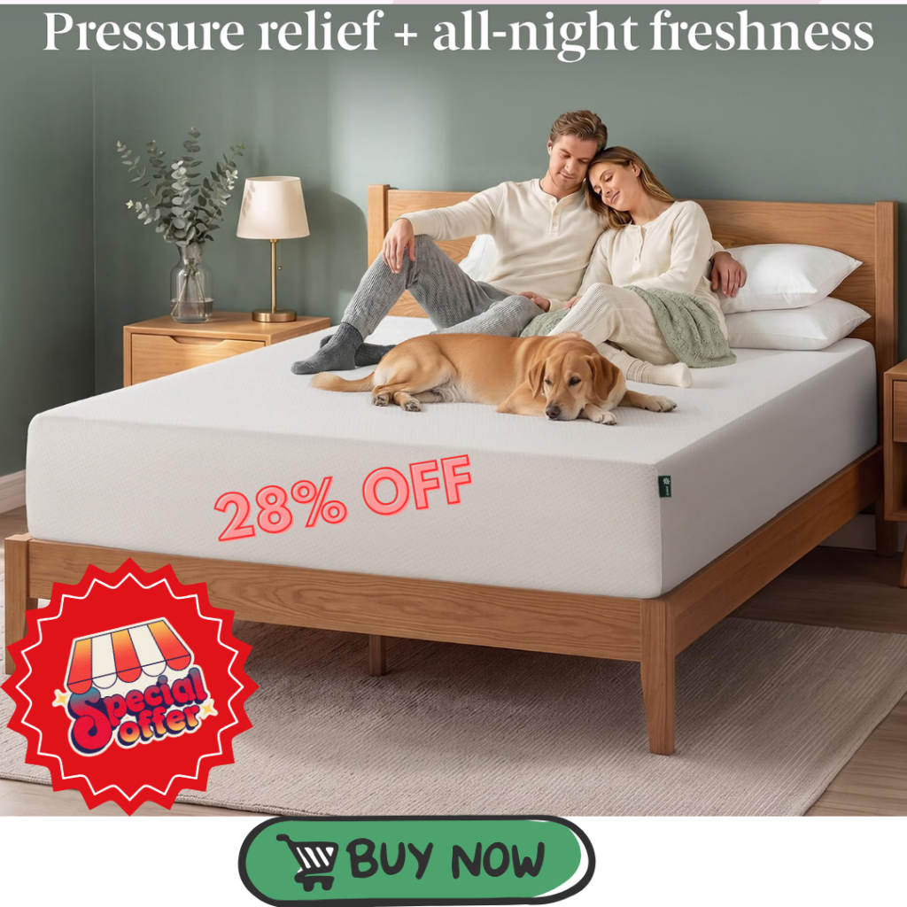 Zinus 12 Inch King Green Tea Memory Foam Mattress, Medium Firm Feel