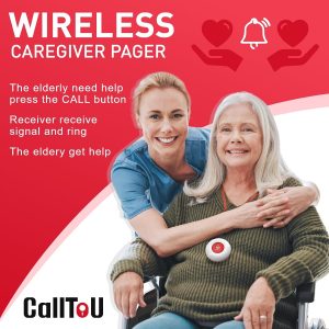 CallToU caregiver pager with two wireless call buttons and two receivers for elderly home care