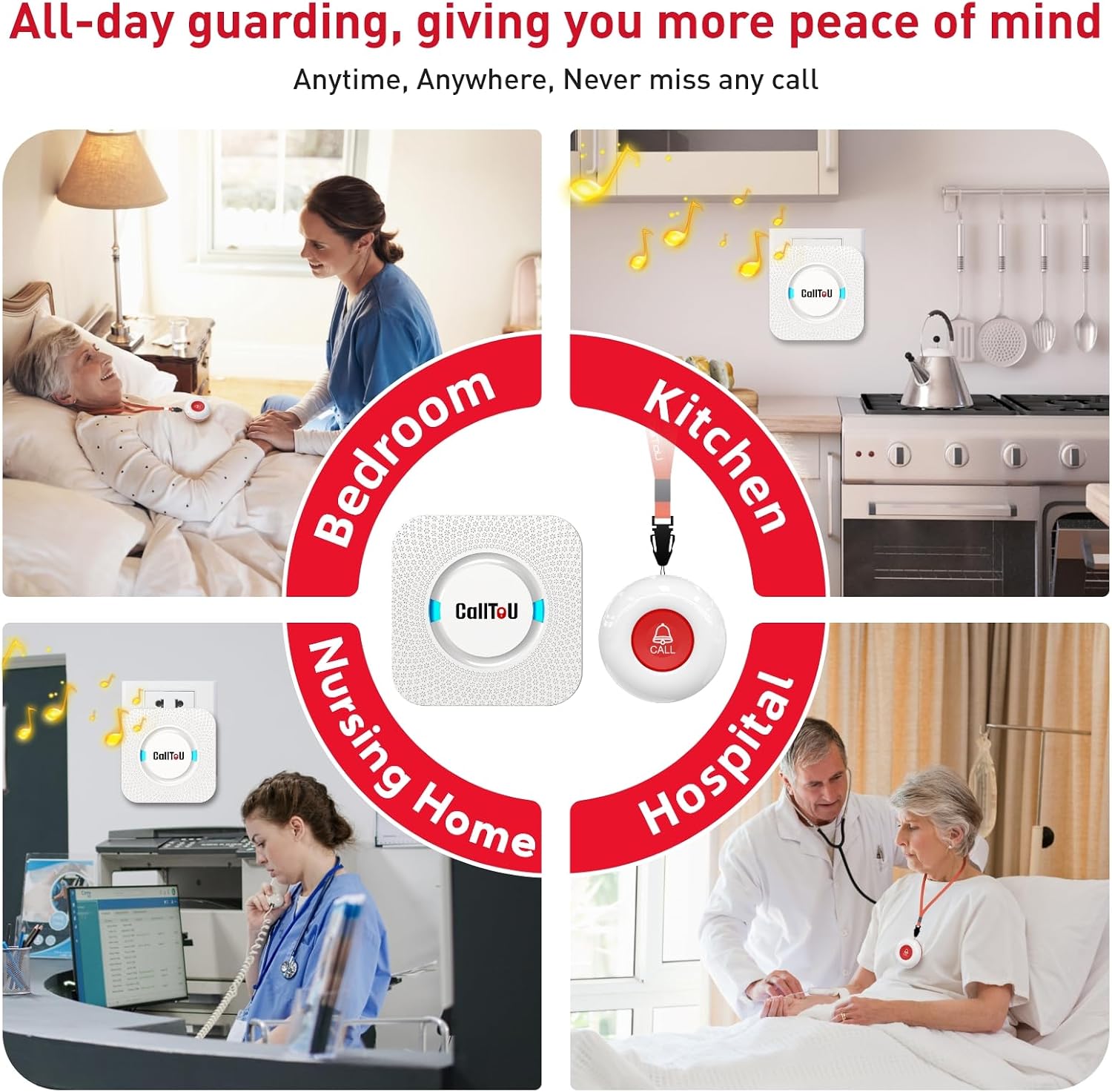 CallToU Caregiver Pager with 2 Wireless Call Buttons for Elderly & Seniors - Image 2