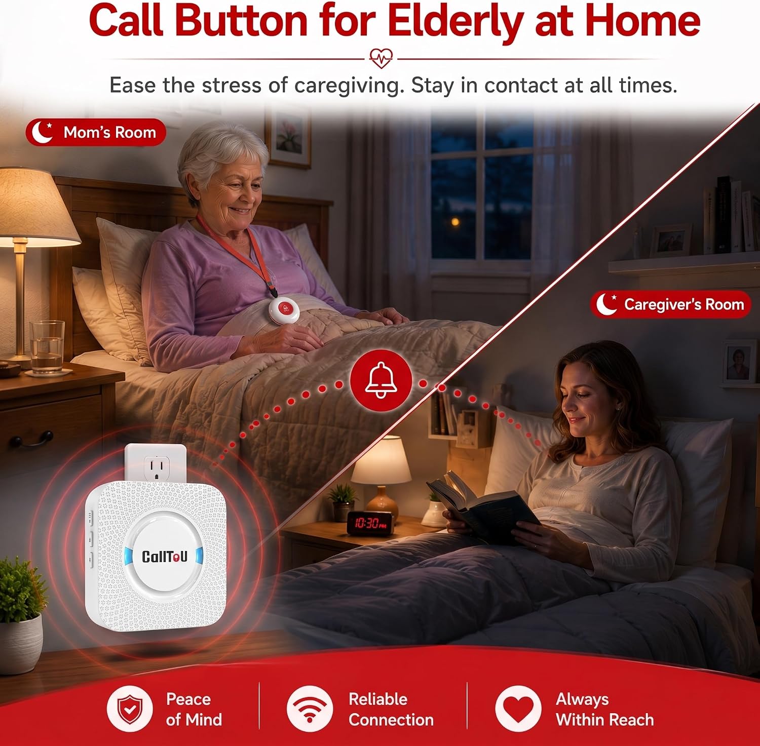 CallToU Caregiver Pager with 2 Wireless Call Buttons for Elderly & Seniors - Image 7